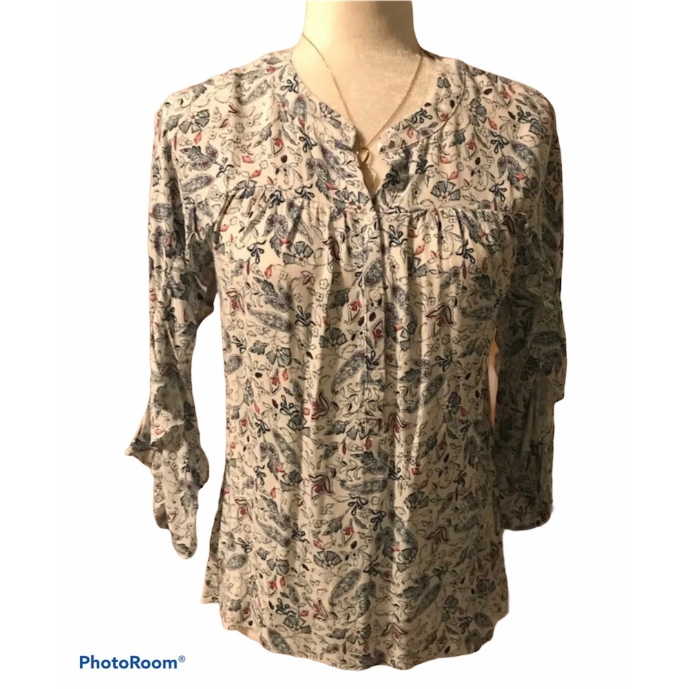Lauren Conrad NWT floral ruffle sleeve Blouse. Sz Xs. Cottagecore - Picture 1 of 9